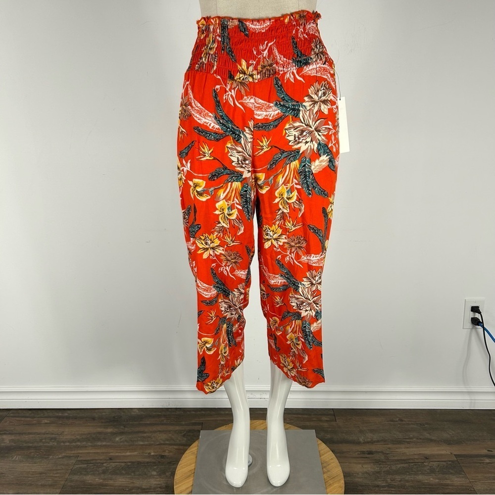 Design Lab Lord & Taylor Tropical Floral Boho Smocked Waist Pants - XS NWT
